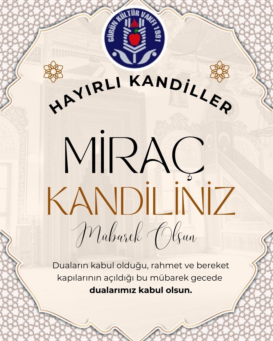 MİRAÇ KANDİLİNİZİ KUTLARIZ
