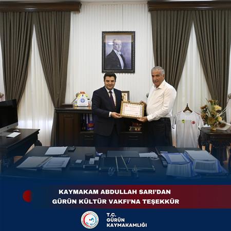 KAYMAKAMIMIZ SN.ABDULLAH SARI VE VAKIF BAŞKANIMIZ SN.SELAMİ KOCA'YA ve VAKFIMIZA TEŞEKKÜR