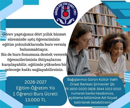 EĞİTİME DESTEK, GELECEĞE UMUT OLUN...